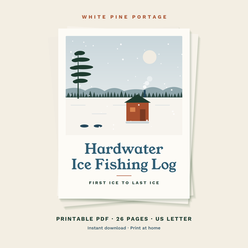 Hardwater Ice Fishing Log printable ice fishing logbook cover