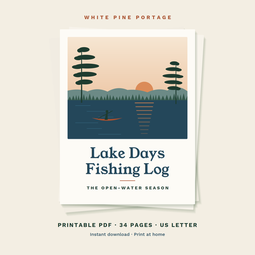 Lake Days Fishing Log printable fishing logbook cover